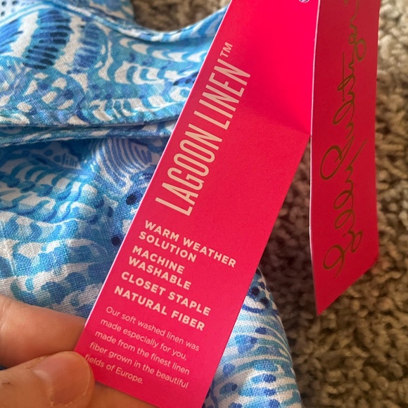 NWT Lilly Pulitzer Lagoon Linen Sleeveless Top – “By the Seashore” Print - Picture 6 of 8